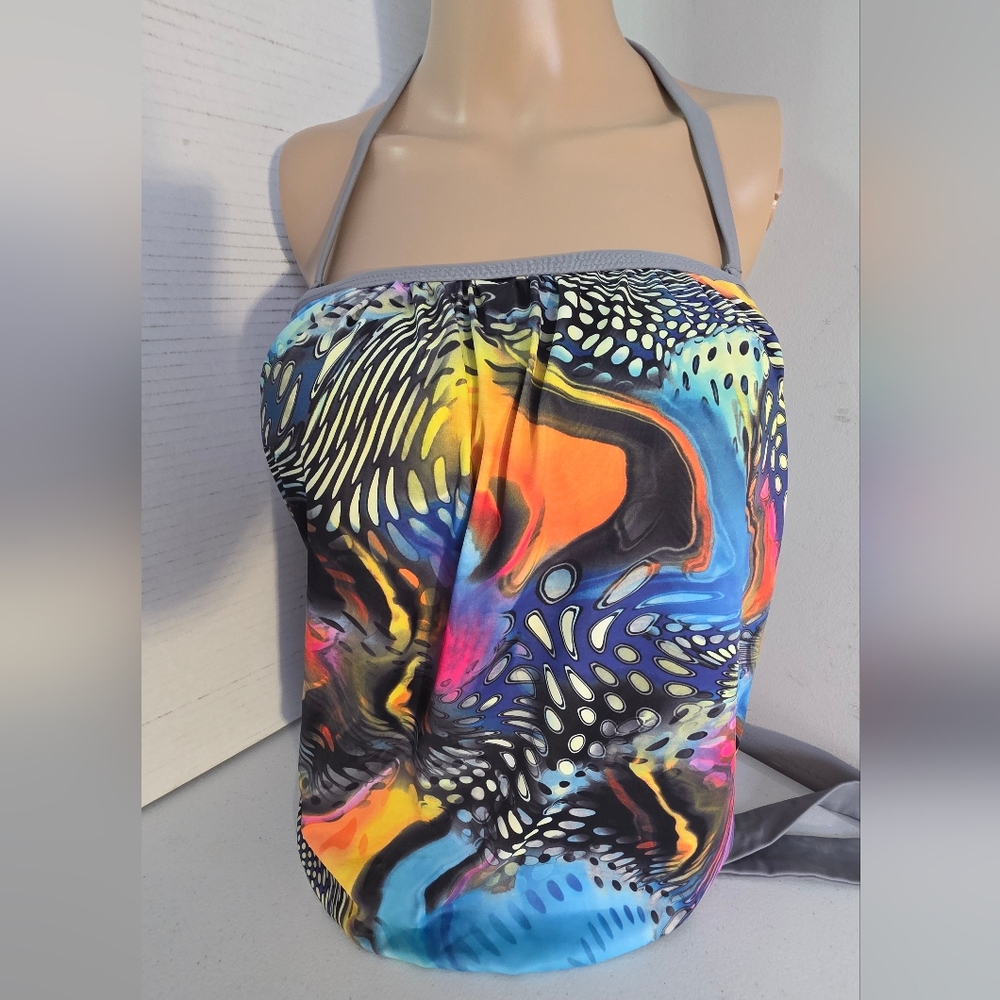 Dippin' Daisy's Multicolor Tankini Top Size 8 Removeable Halter Tie Strap USA - Picture 10 of 17